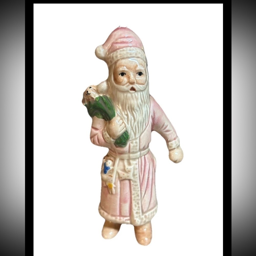 Vintage Silvestri Santa Clause Ornament Christmas Holiday Ceramic Pink